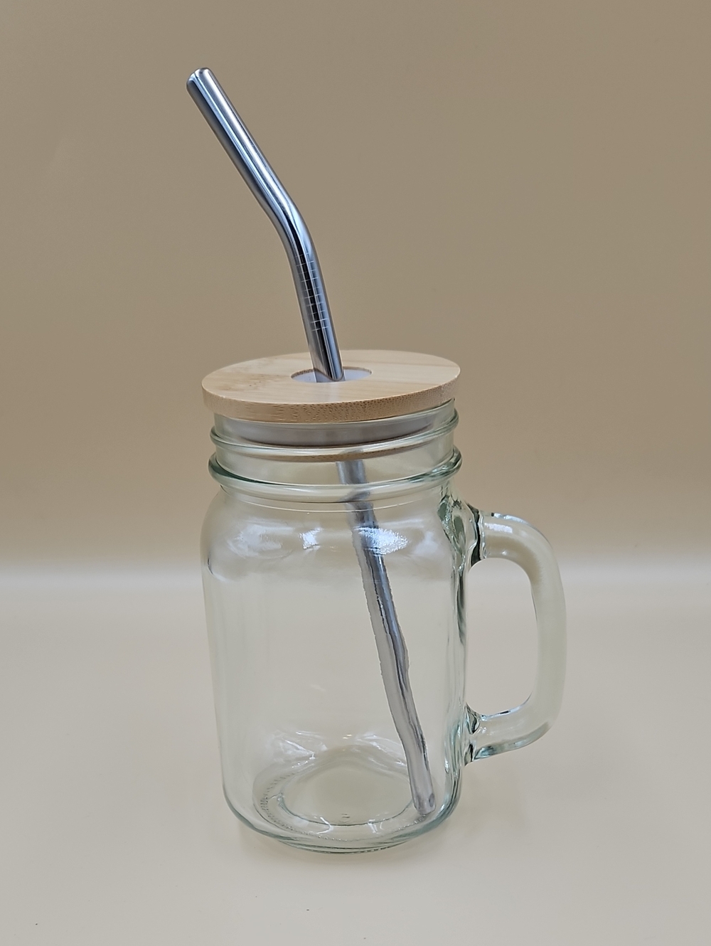 Mason Jar with Lid and Reusable Straw